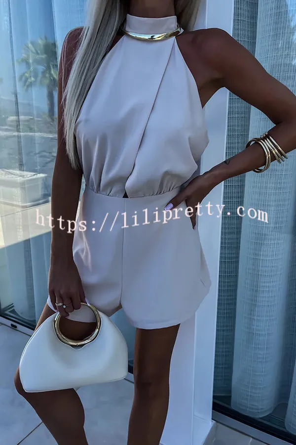 Celebrate Time Front Center Crossover Design Backless Loose Romper