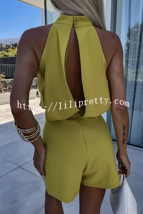 Celebrate Time Front Center Crossover Design Backless Loose Romper