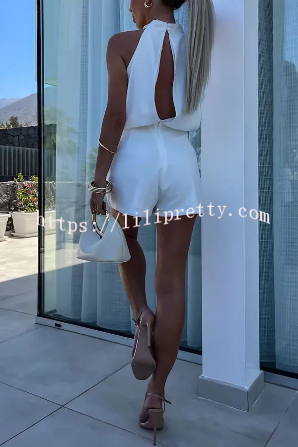 Celebrate Time Front Center Crossover Design Backless Loose Romper