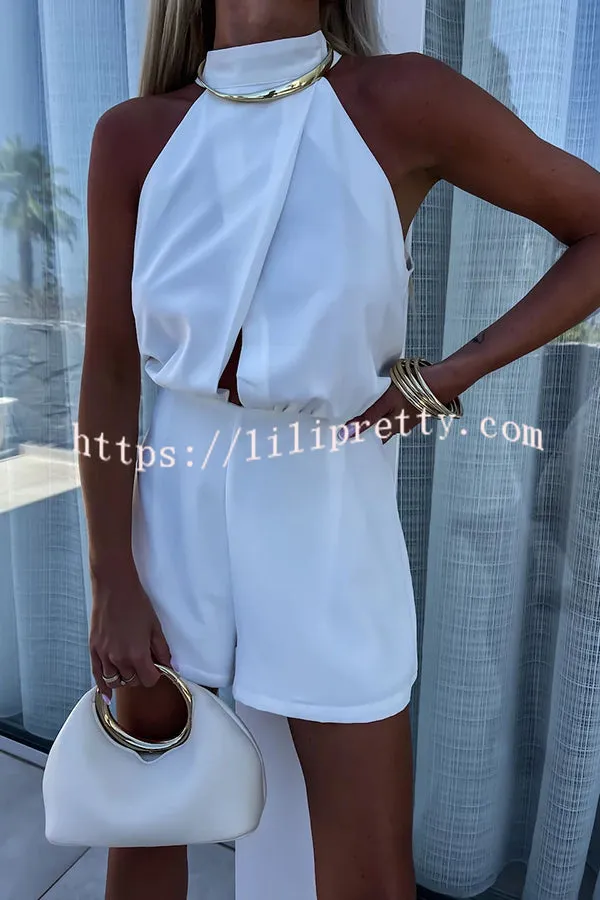 Celebrate Time Front Center Crossover Design Backless Loose Romper