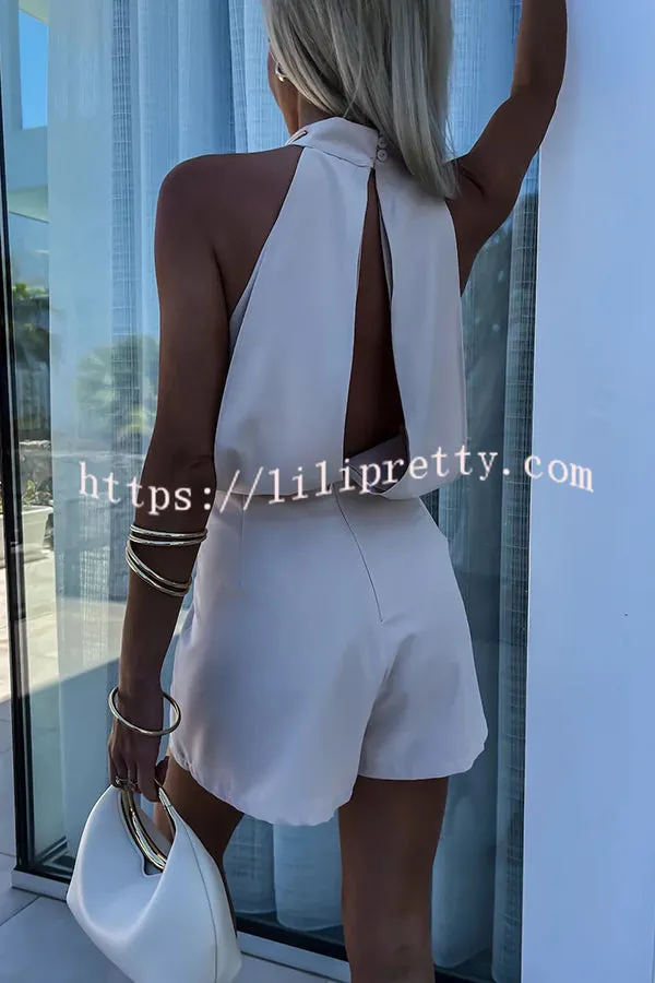 Celebrate Time Front Center Crossover Design Backless Loose Romper
