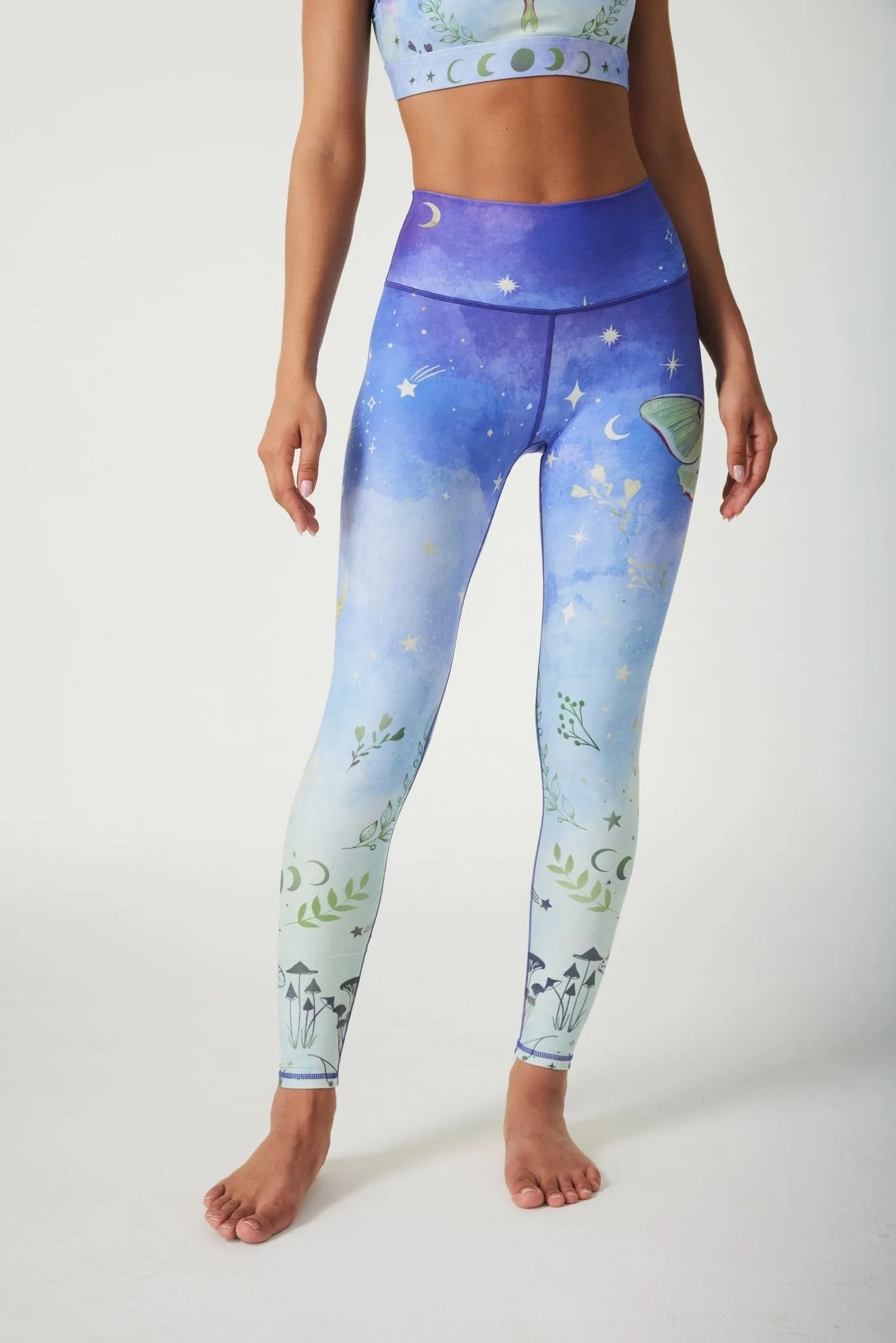 Celestial Dreams High-Waist Leggings – Women's Astrology Print Workout Leggings with Side Pockets