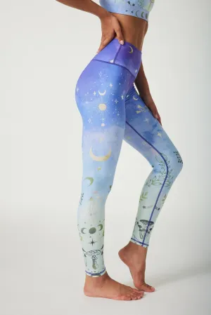 Celestial Dreams High-Waist Leggings – Women's Astrology Print Workout Leggings with Side Pockets