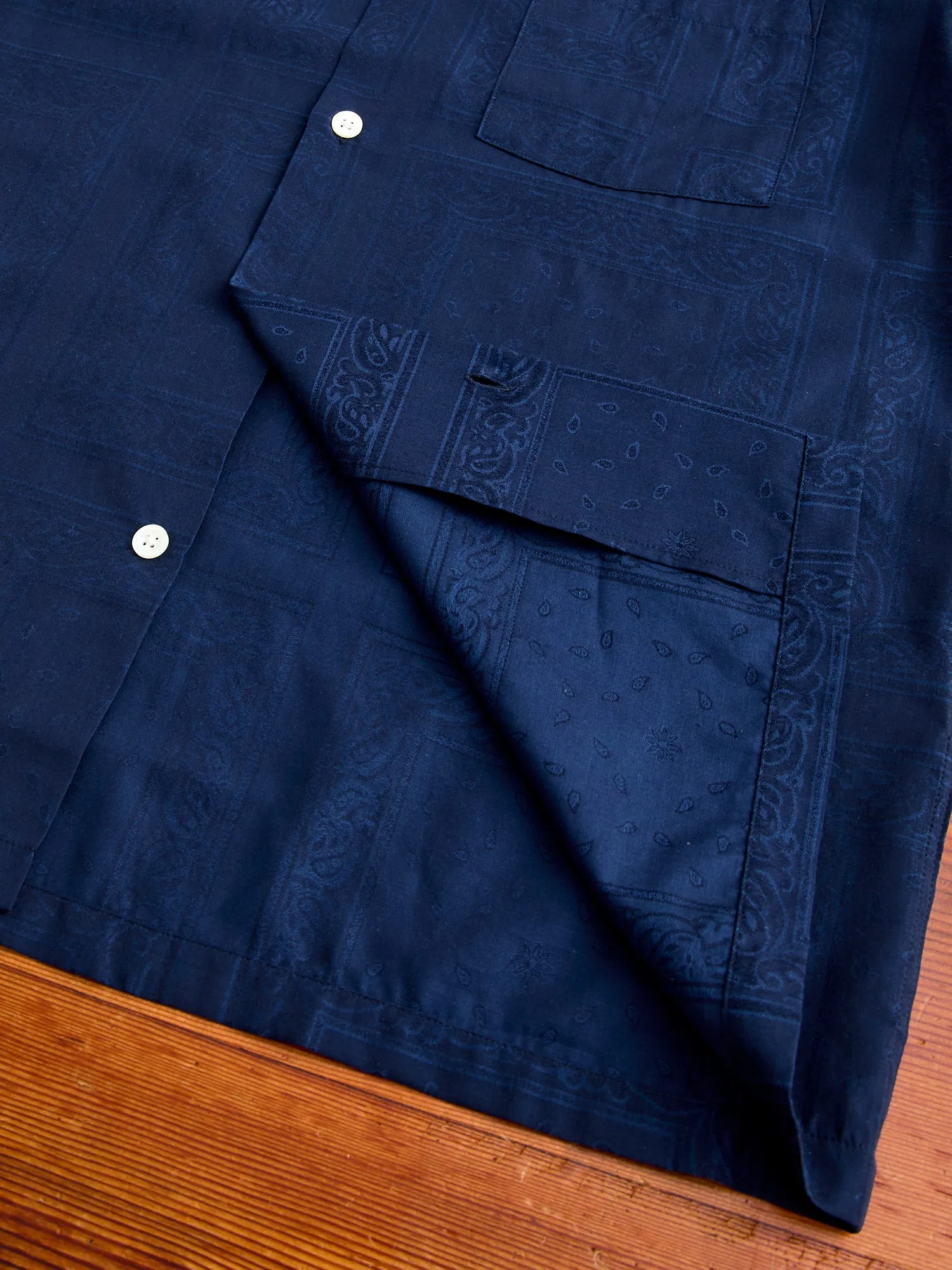 Classic Paisley Button-Up Shirt in Navy
