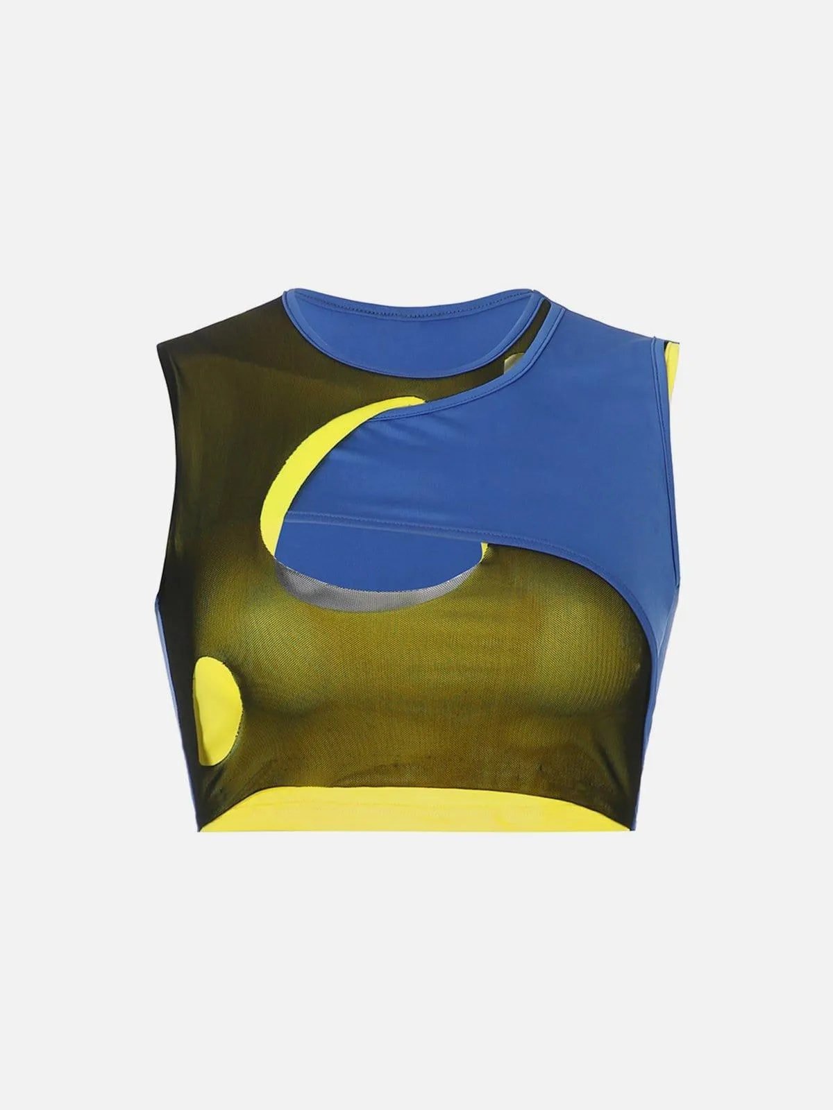 Contrasting Cutout Patchwork Vest