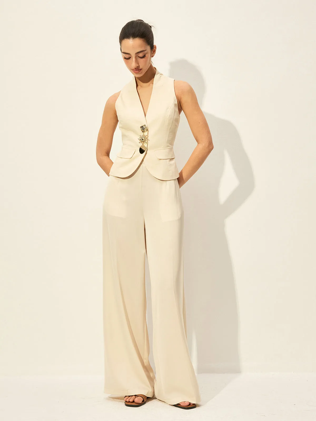 Cotton & Linen Decor Pockets Vest