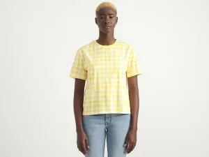 Cotton Checked Round Neck Women T-shirts