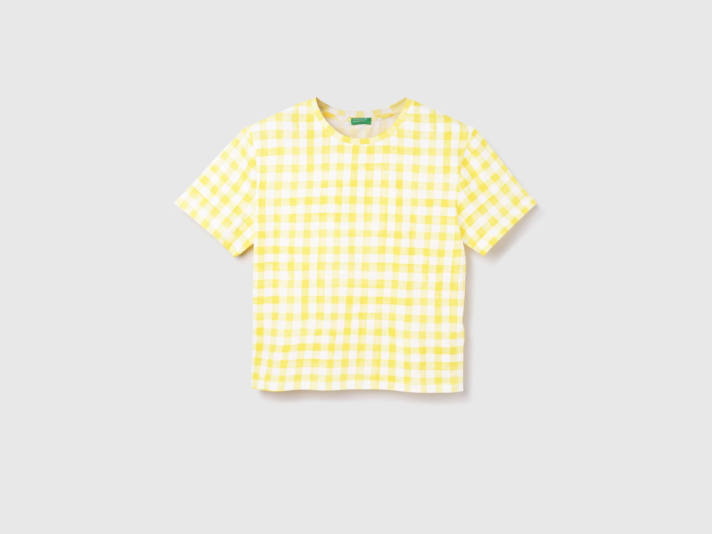 Cotton Checked Round Neck Women T-shirts