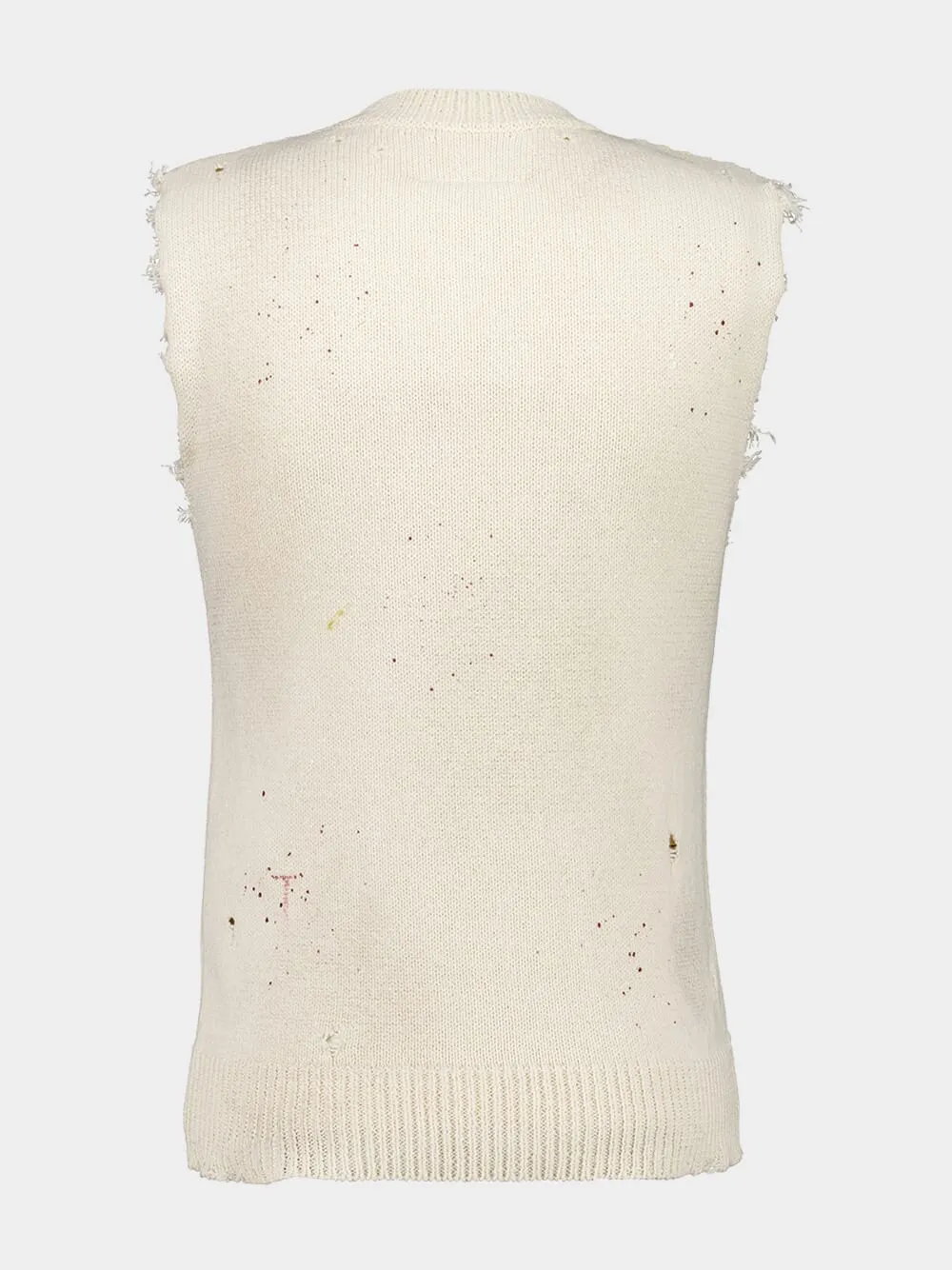Cream Numbers-Print Vest