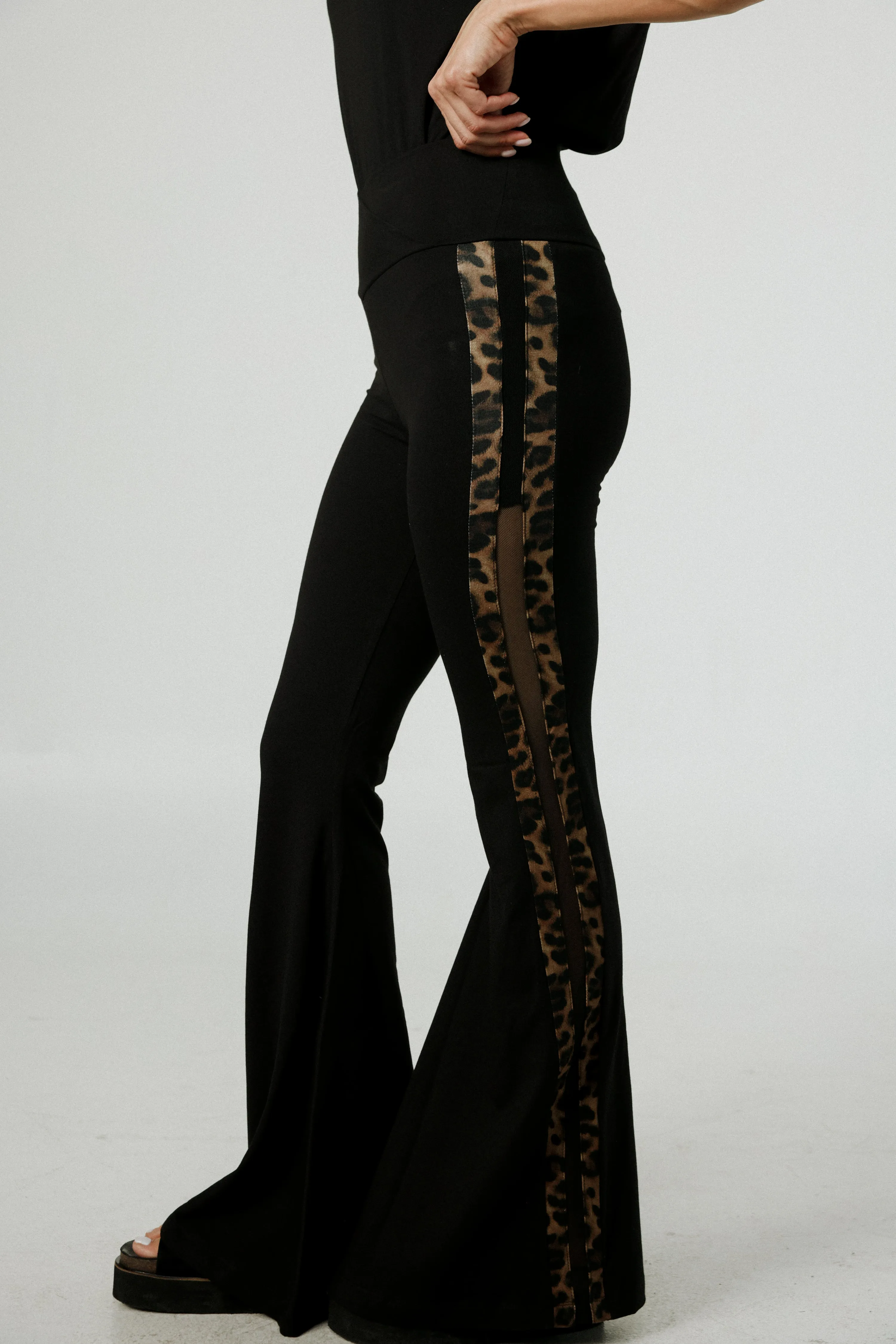 Dandoosh Black Mesh Flared Leggings