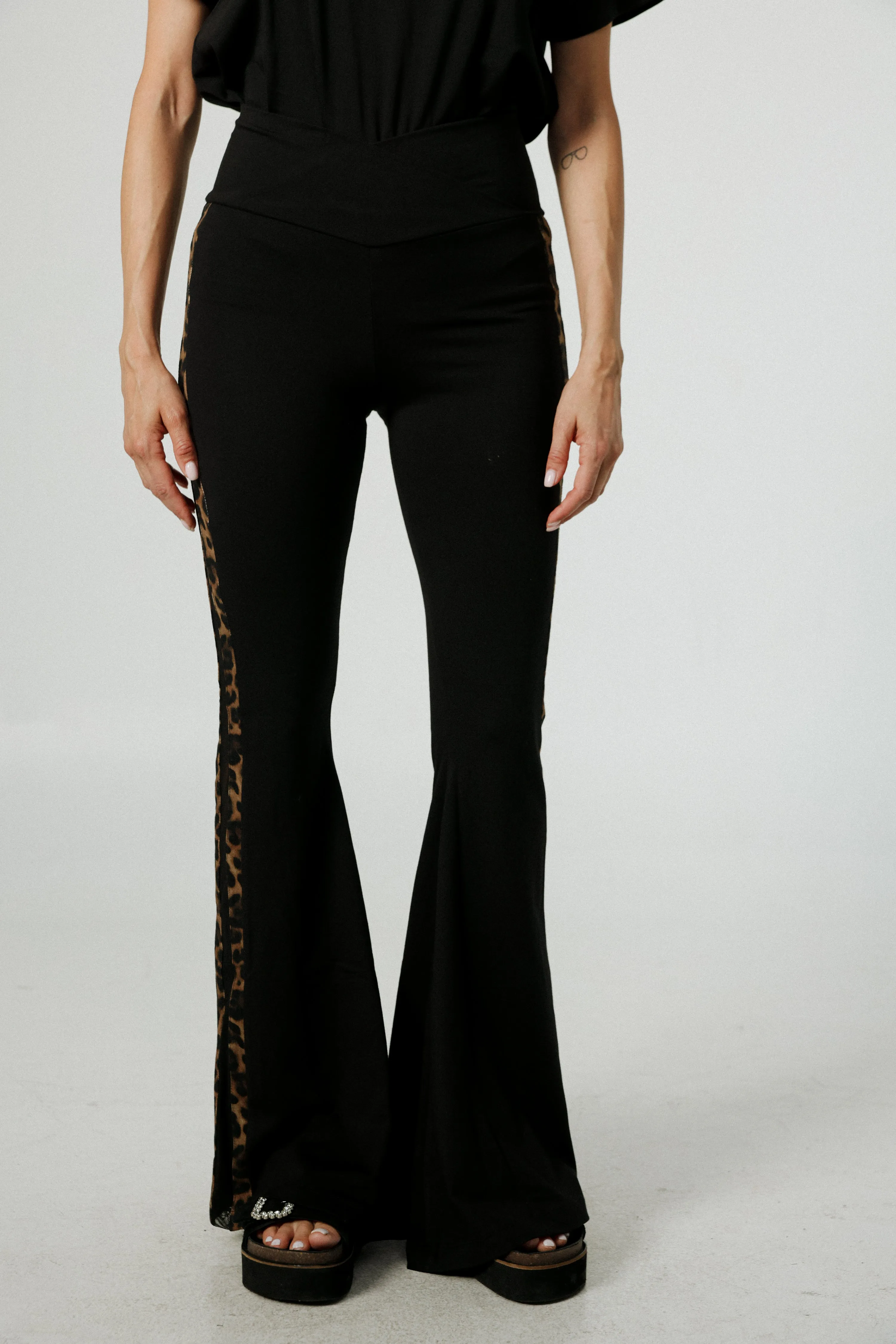 Dandoosh Black Mesh Flared Leggings