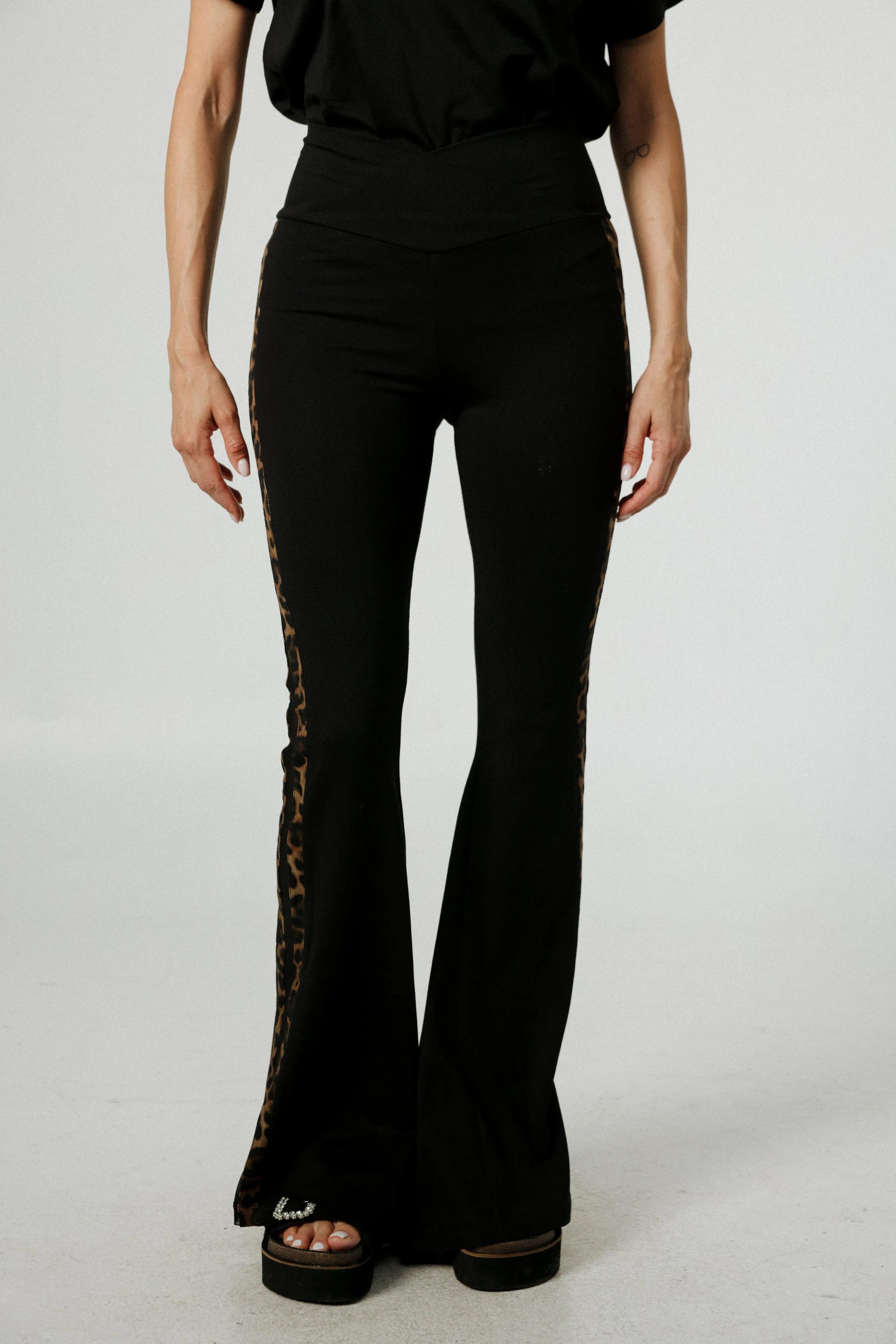 Dandoosh Black Mesh Flared Leggings