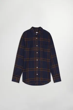 Deon 5465 Navy / Brown Check Shirt