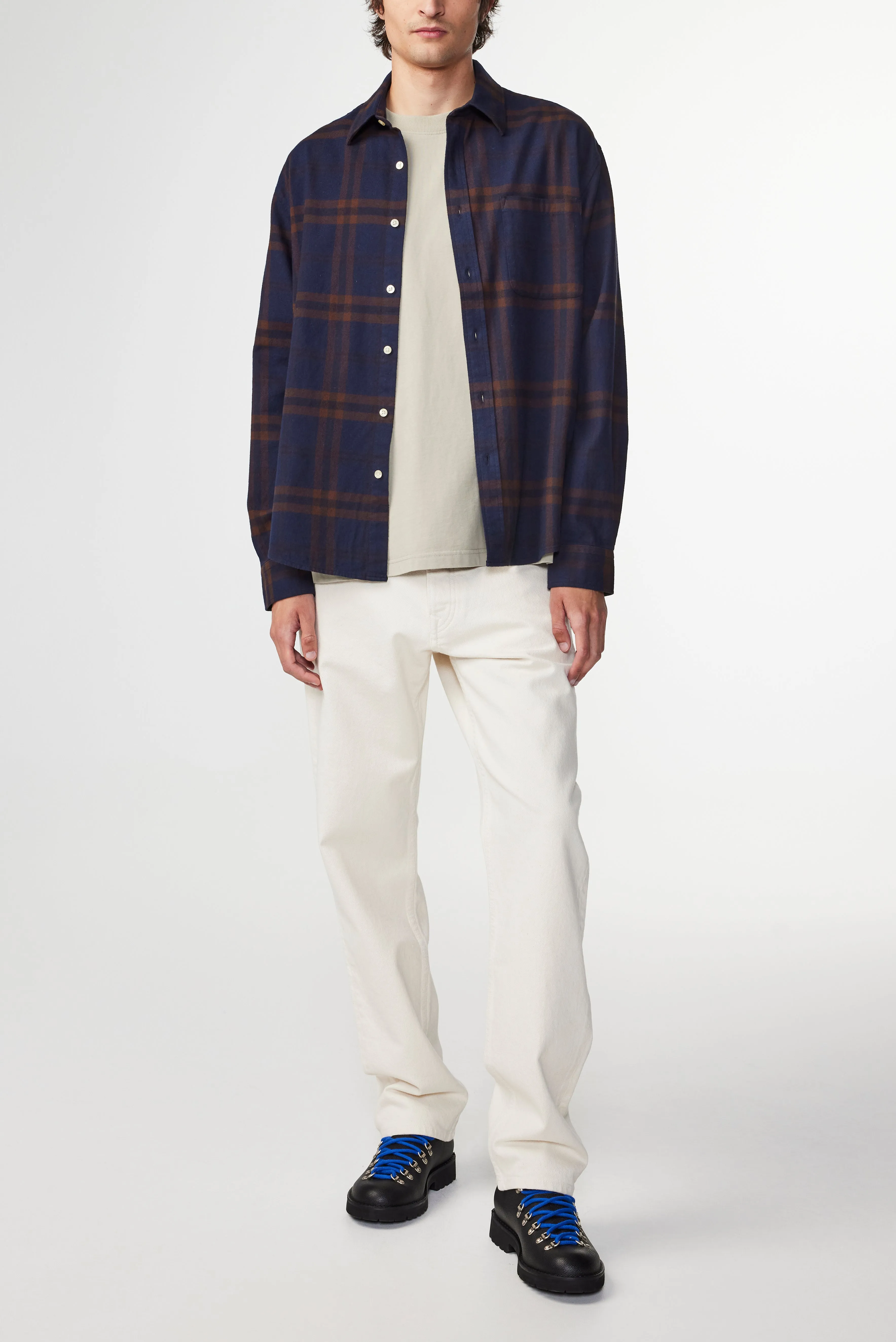 Deon 5465 Navy / Brown Check Shirt