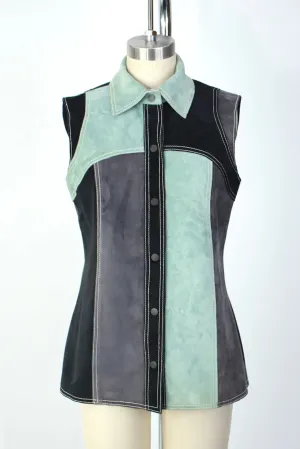 Derek Lam Suede Patchwork Shirt