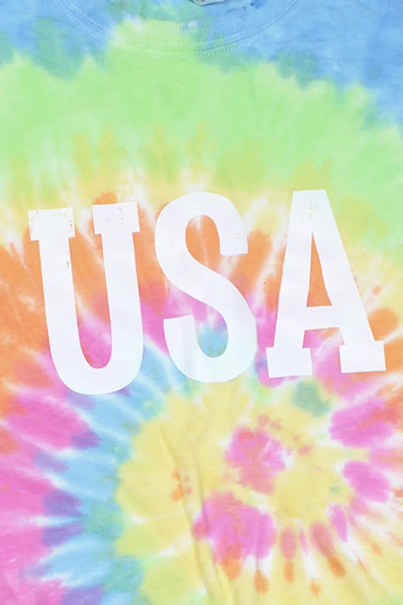 Distressed USA Multi Tie Dye Tee