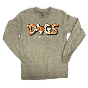 DOGS Burkburnett Texas | Long Sleeve Sports Grey Graphic Tee YXS-5X