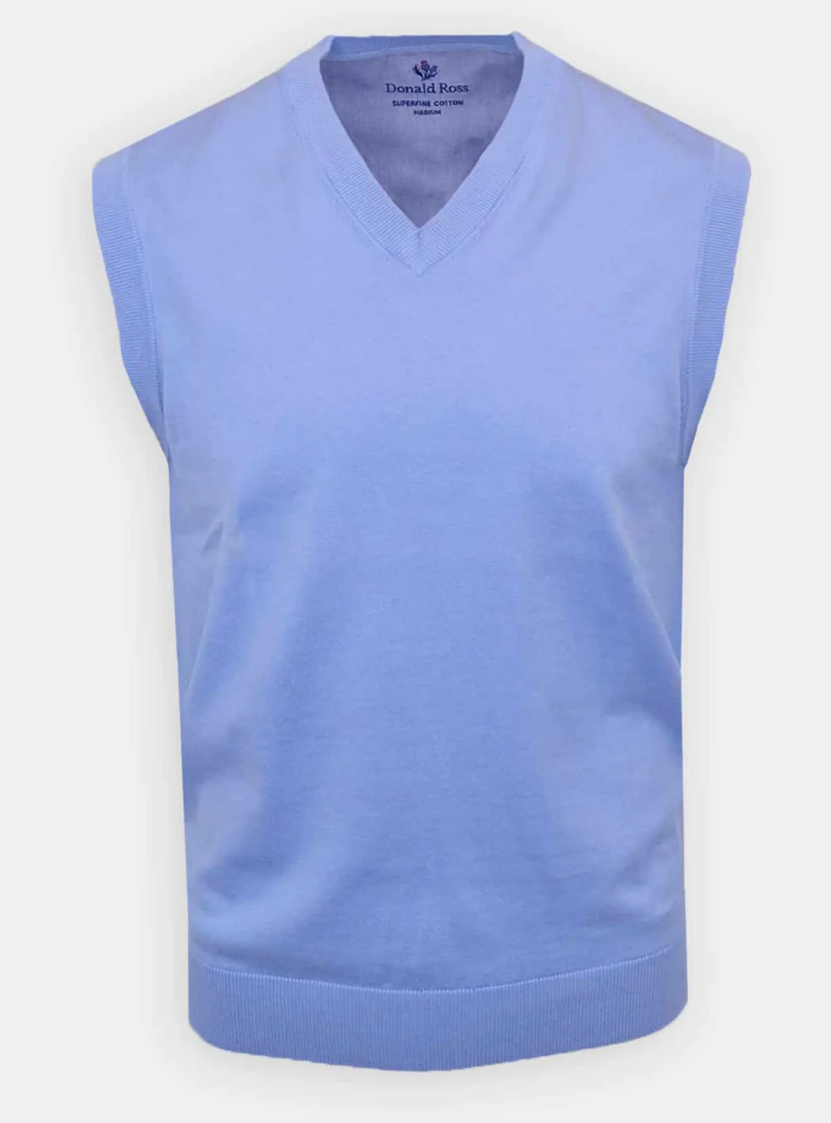 Donald Ross Mens SUPER GOLF SUPER FINE Cotton V-Neck Sweater Vest - BLUE JAY