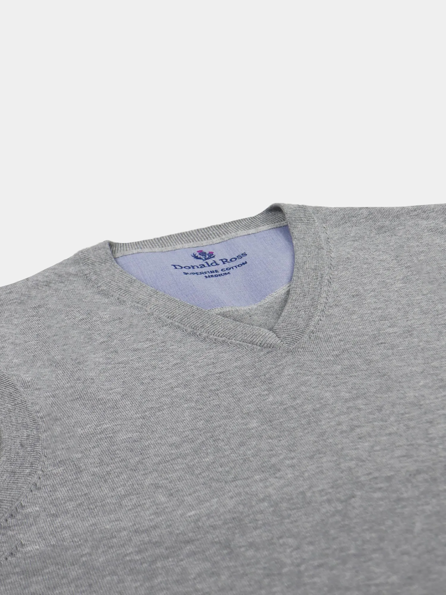 Donald Ross Mens SUPER GOLF SUPER FINE Cotton V-Neck Sweater Vest - HEATHER GREY
