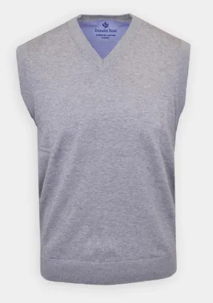 Donald Ross Mens SUPER GOLF SUPER FINE Cotton V-Neck Sweater Vest - HEATHER GREY