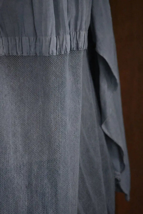 Early 20th Century Aube Cotton & Lace Dress in Indigo