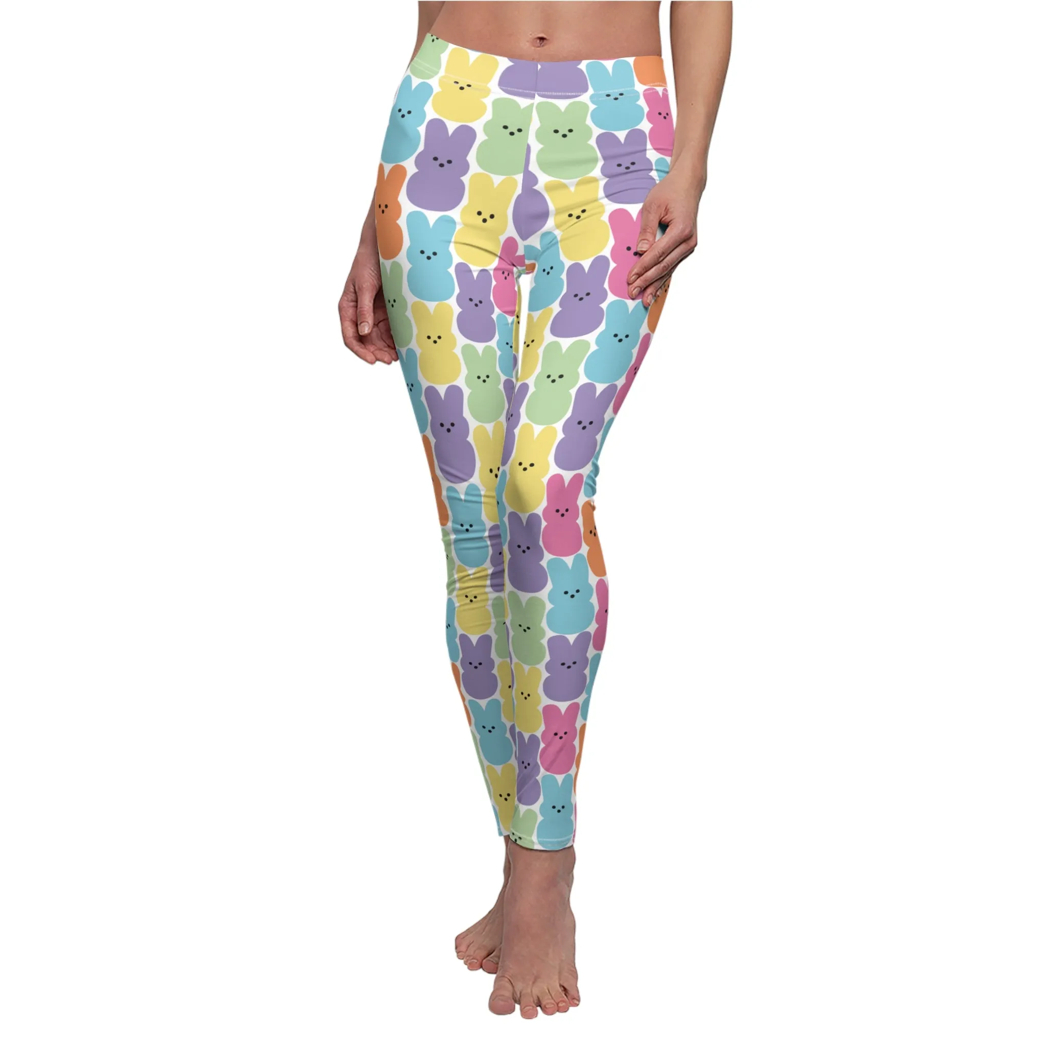 Easter Bunny Peeps Womens Leggings Stretch Pants - Saiko Studio