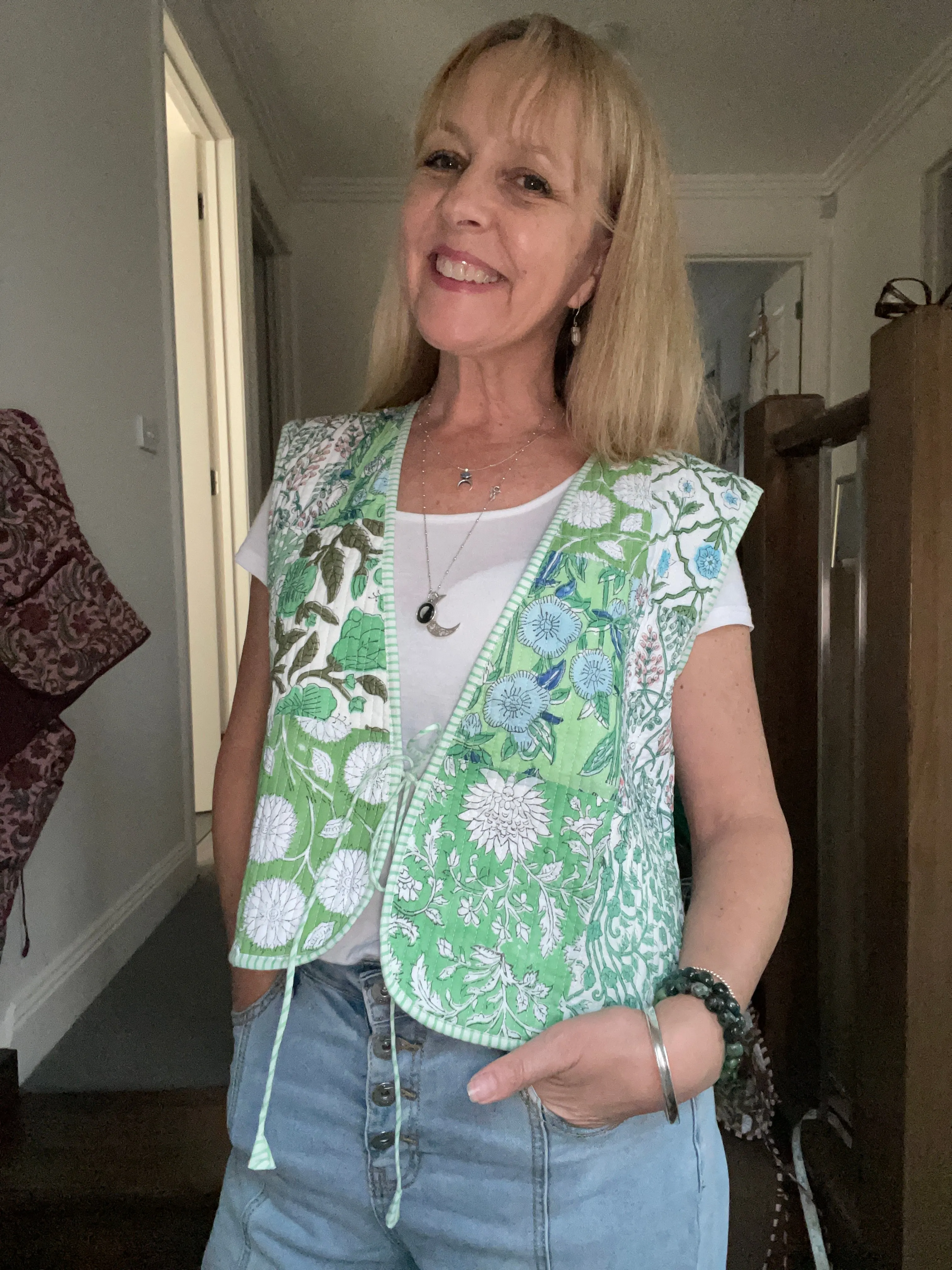 Eclectic Bohemian Patchwork Vest Green