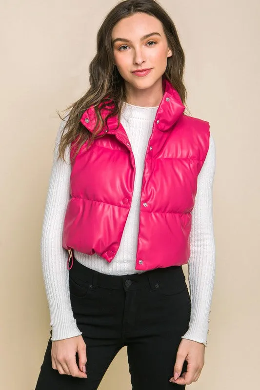 FAUX LEATHER PUFFER