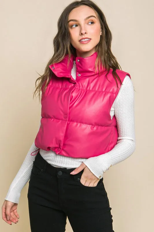 FAUX LEATHER PUFFER