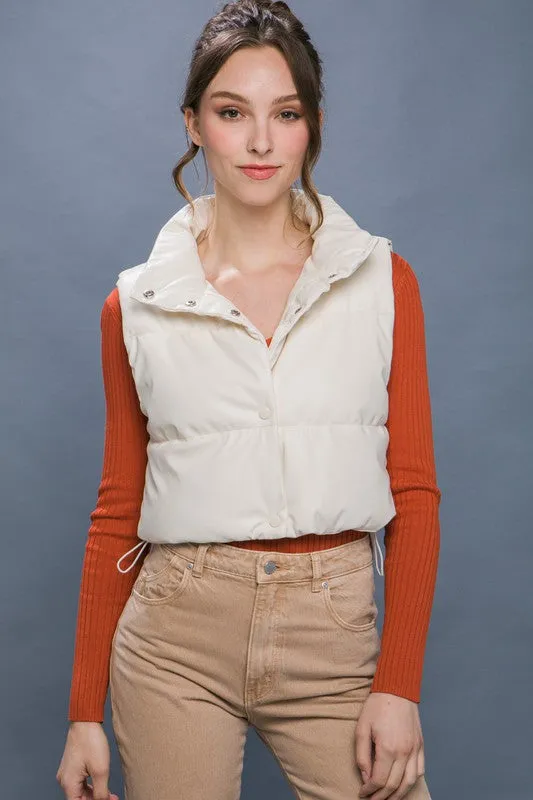 FAUX LEATHER PUFFER