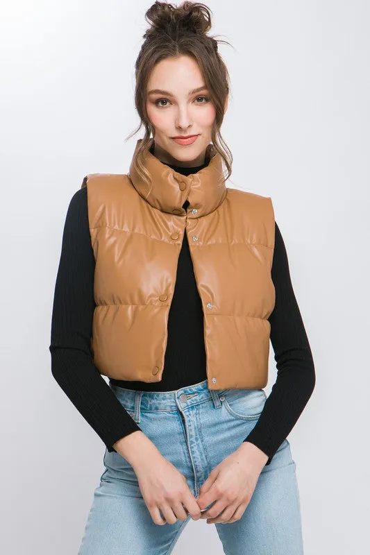 FAUX LEATHER PUFFER