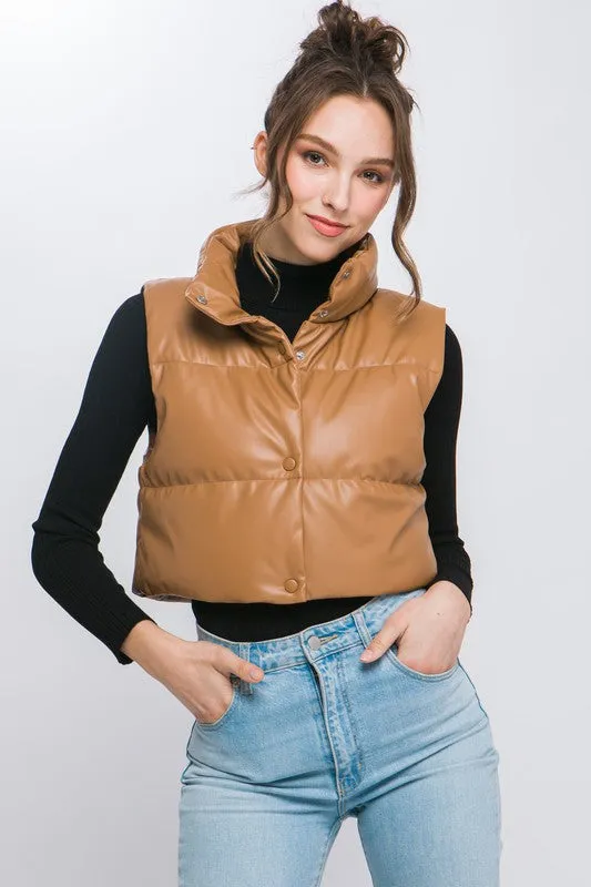 FAUX LEATHER PUFFER