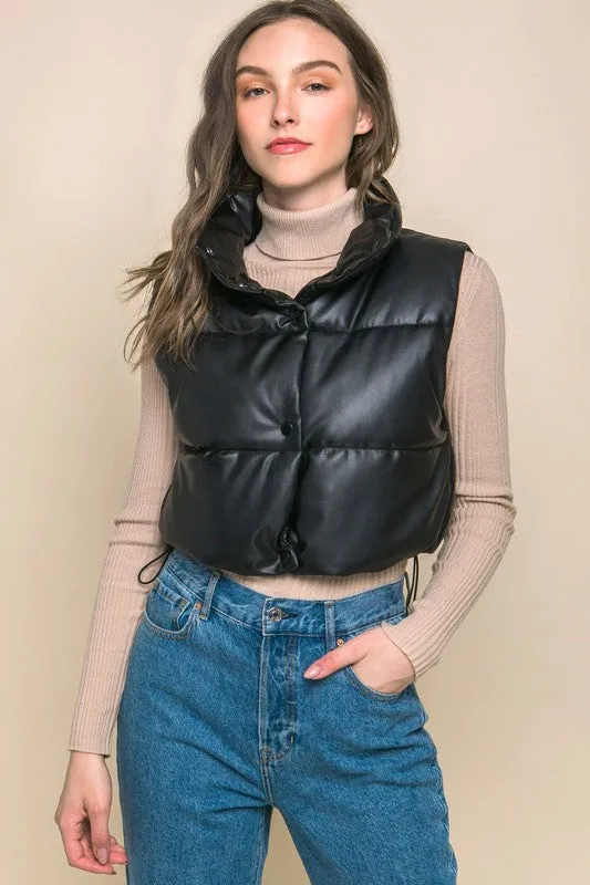 FAUX LEATHER PUFFER
