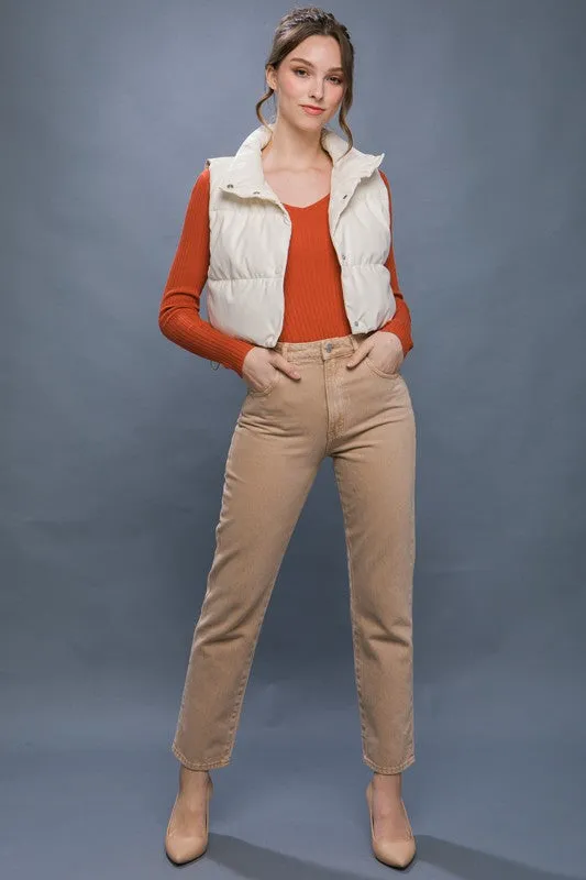 FAUX LEATHER PUFFER
