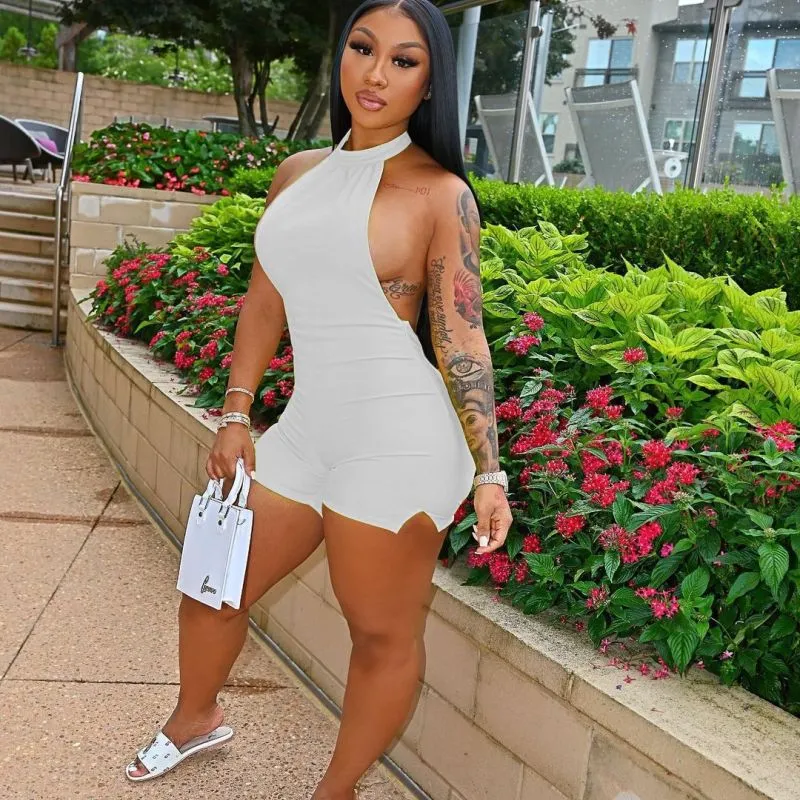 Femme Fling Halter Backless Romper