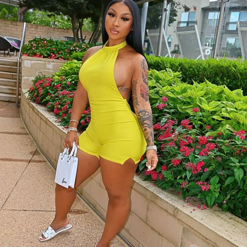 Femme Fling Halter Backless Romper