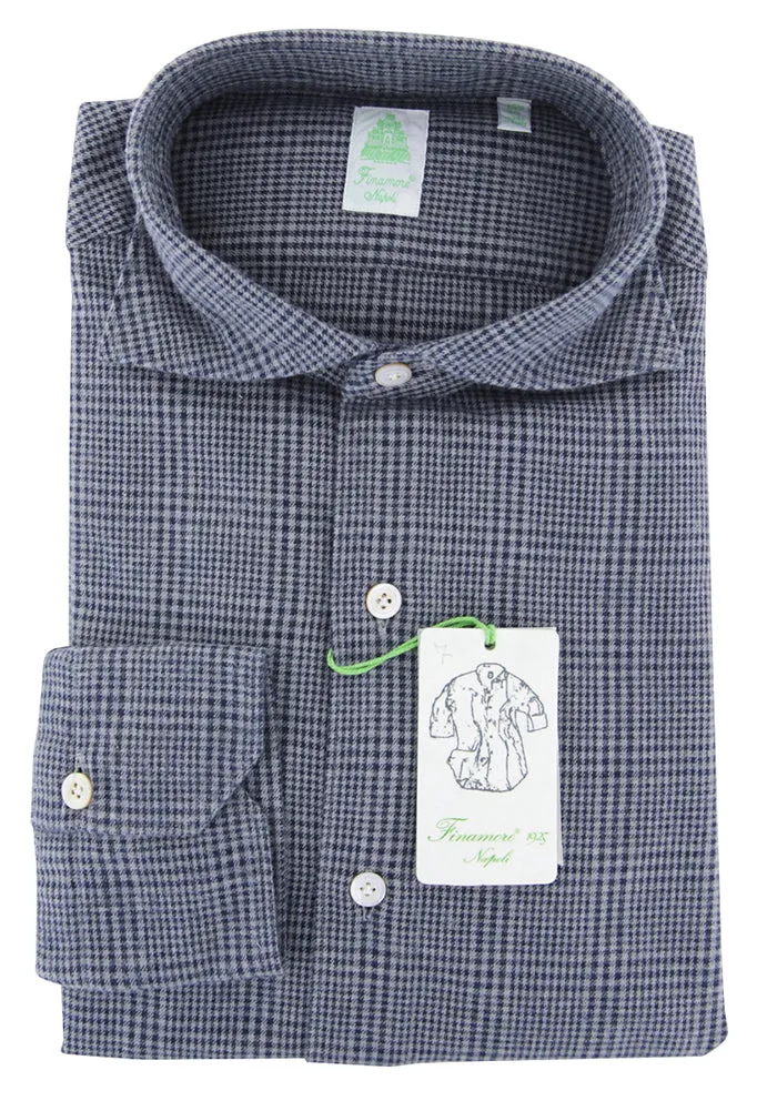 Finamore Napoli Gray Flannel Shirt - Extra Slim
