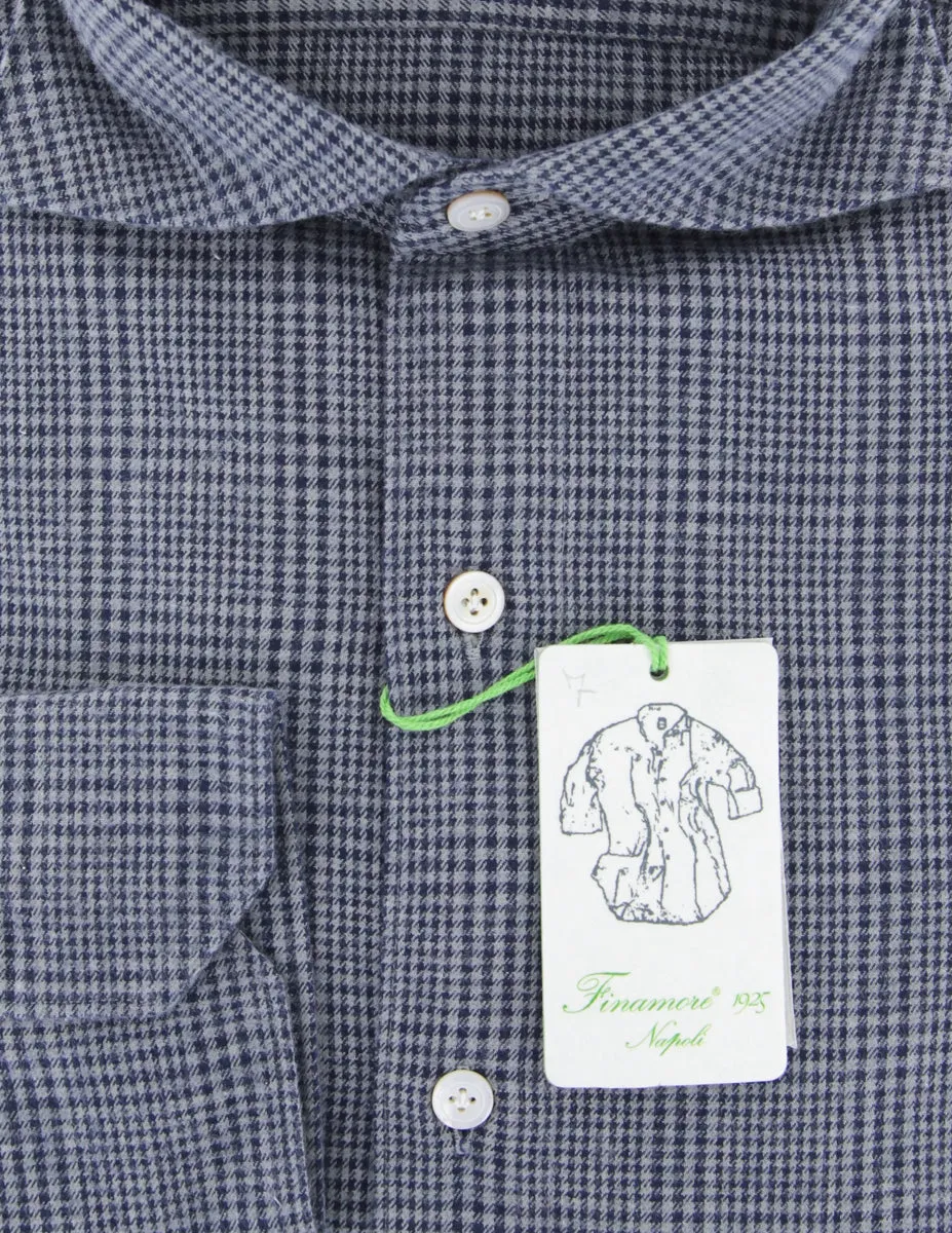 Finamore Napoli Gray Flannel Shirt - Extra Slim