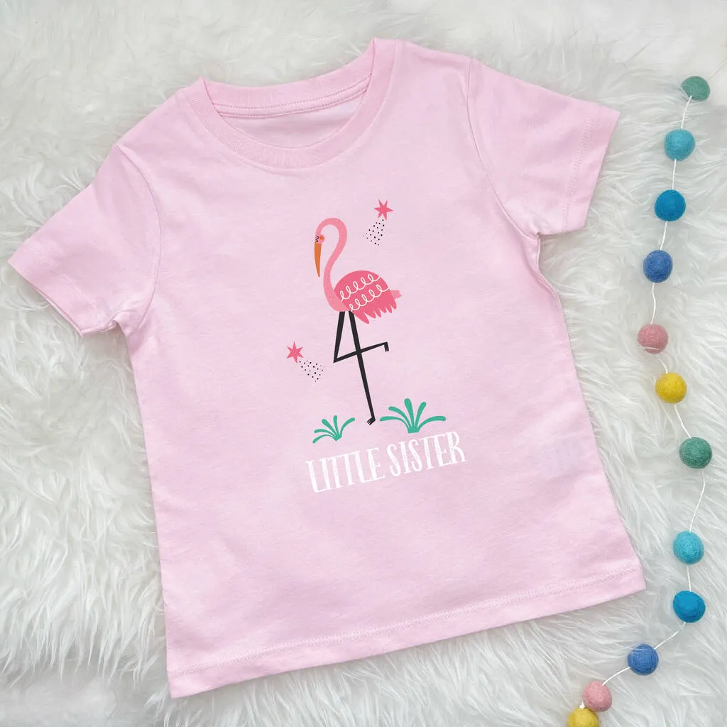 Flamingo Big Sister Little Sister T Shirt Set