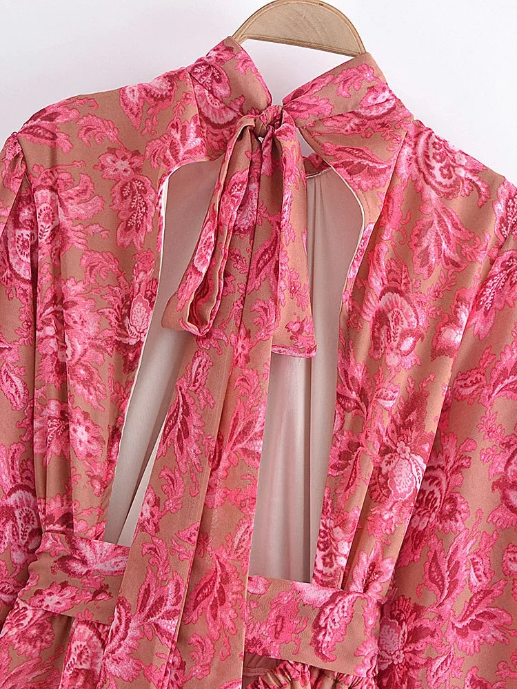 Floral Print Backless Bohemian Jumpsuit