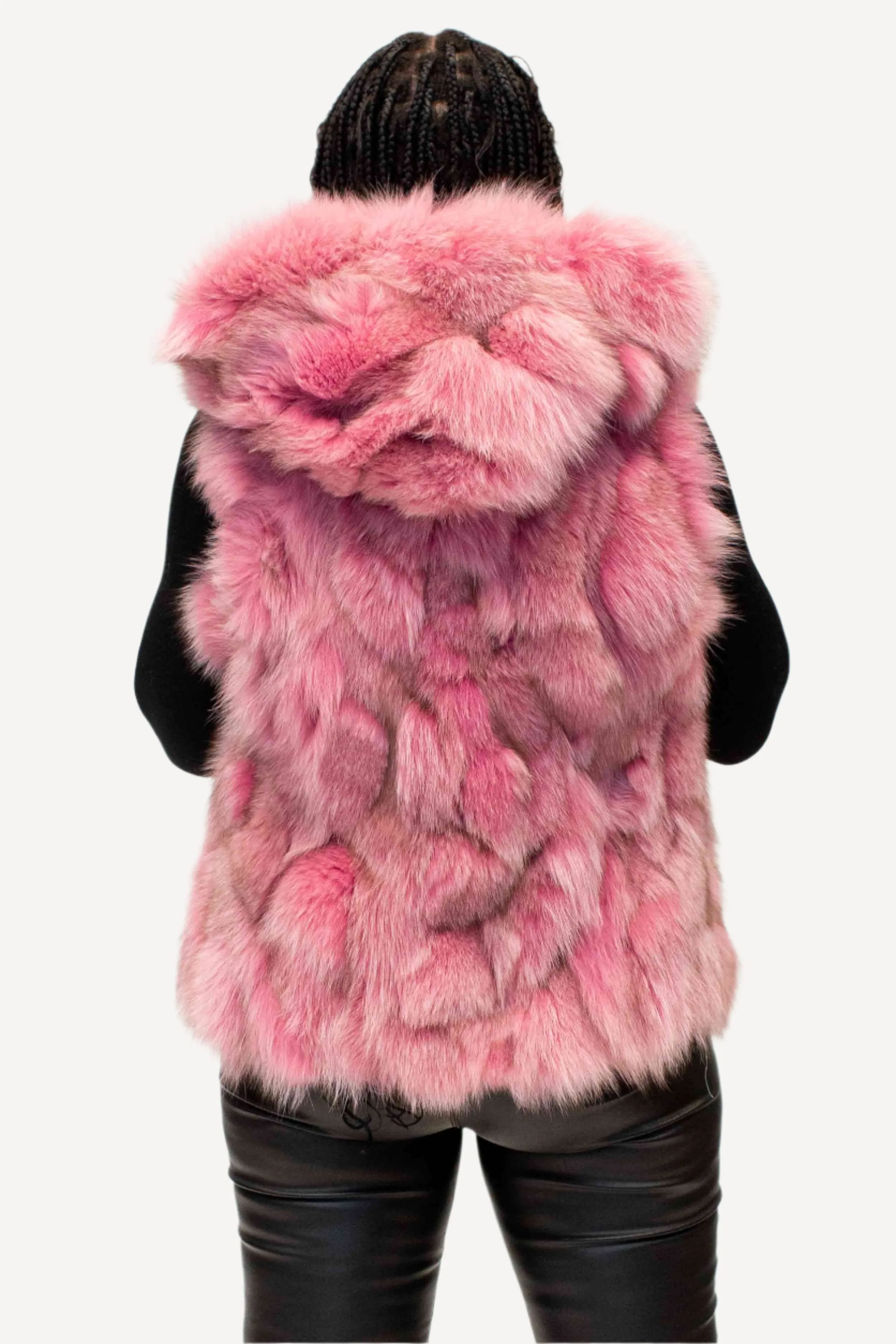 Fox Fur Vest with Hood