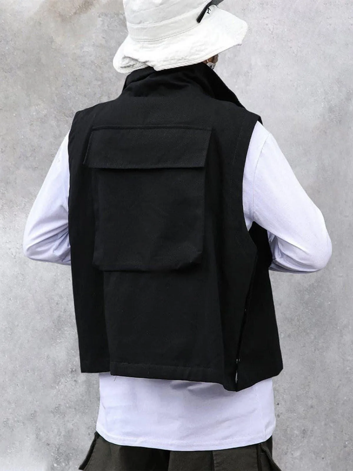 Function Pockets Cardigan Vest