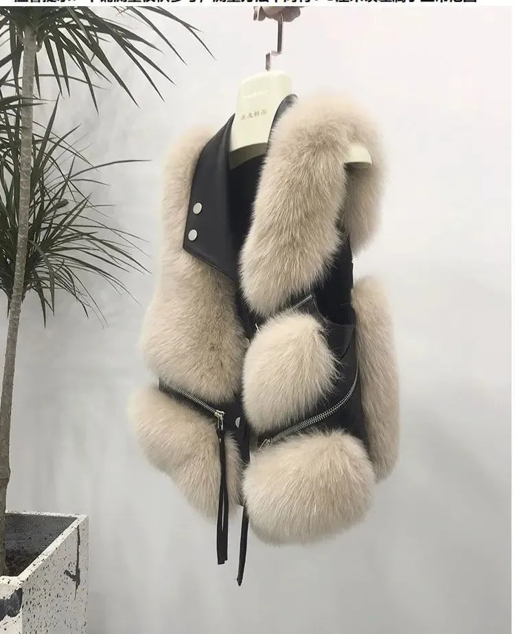 Fur Coat Women's Vest Short Clothing Autumn Winter Patchwork Slim