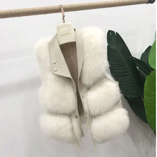 Fur Coat Women's Vest Short Clothing Autumn Winter Patchwork Slim