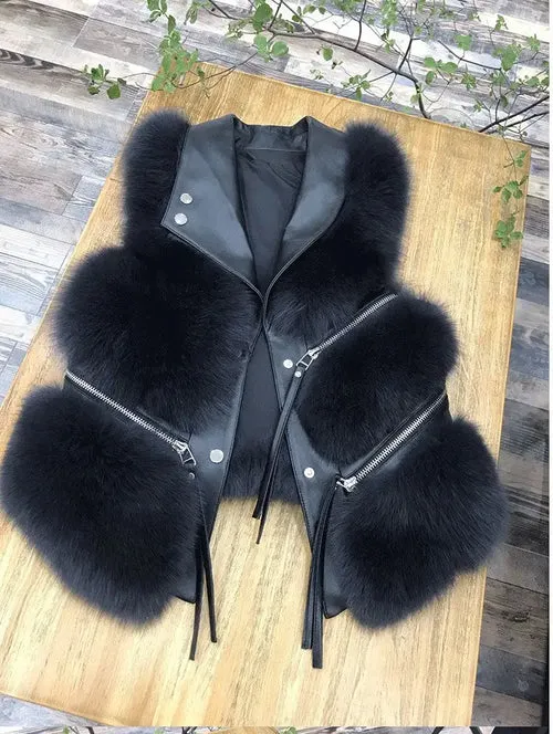 Fur Coat Women's Vest Short Clothing Autumn Winter Patchwork Slim