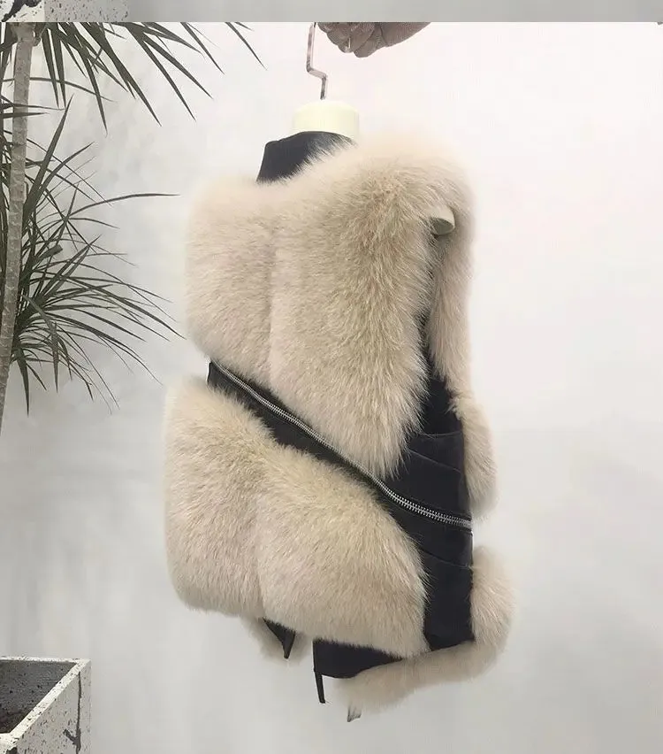 Fur Coat Women's Vest Short Clothing Autumn Winter Patchwork Slim