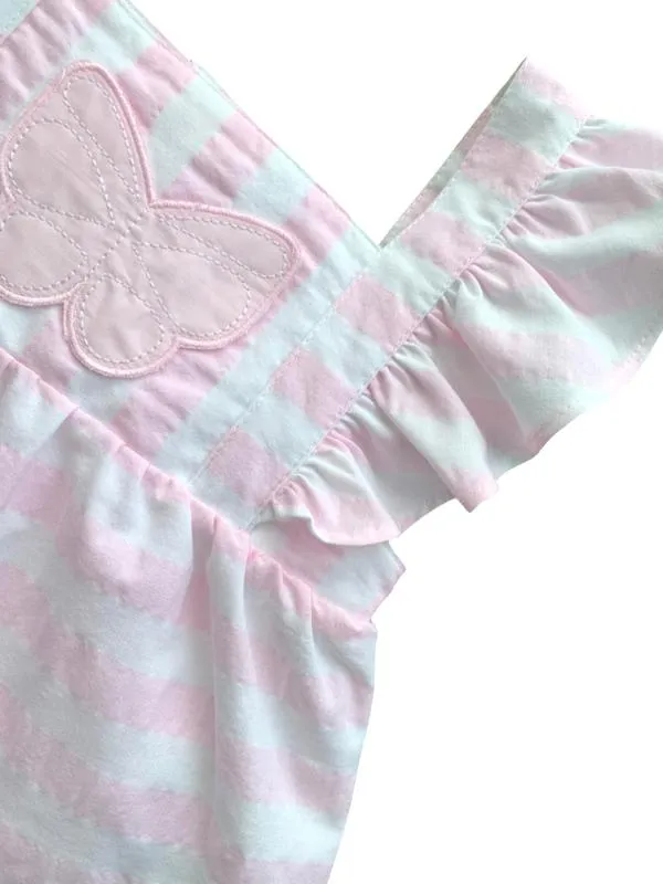 Girls Pink & White Cotton Legging Set