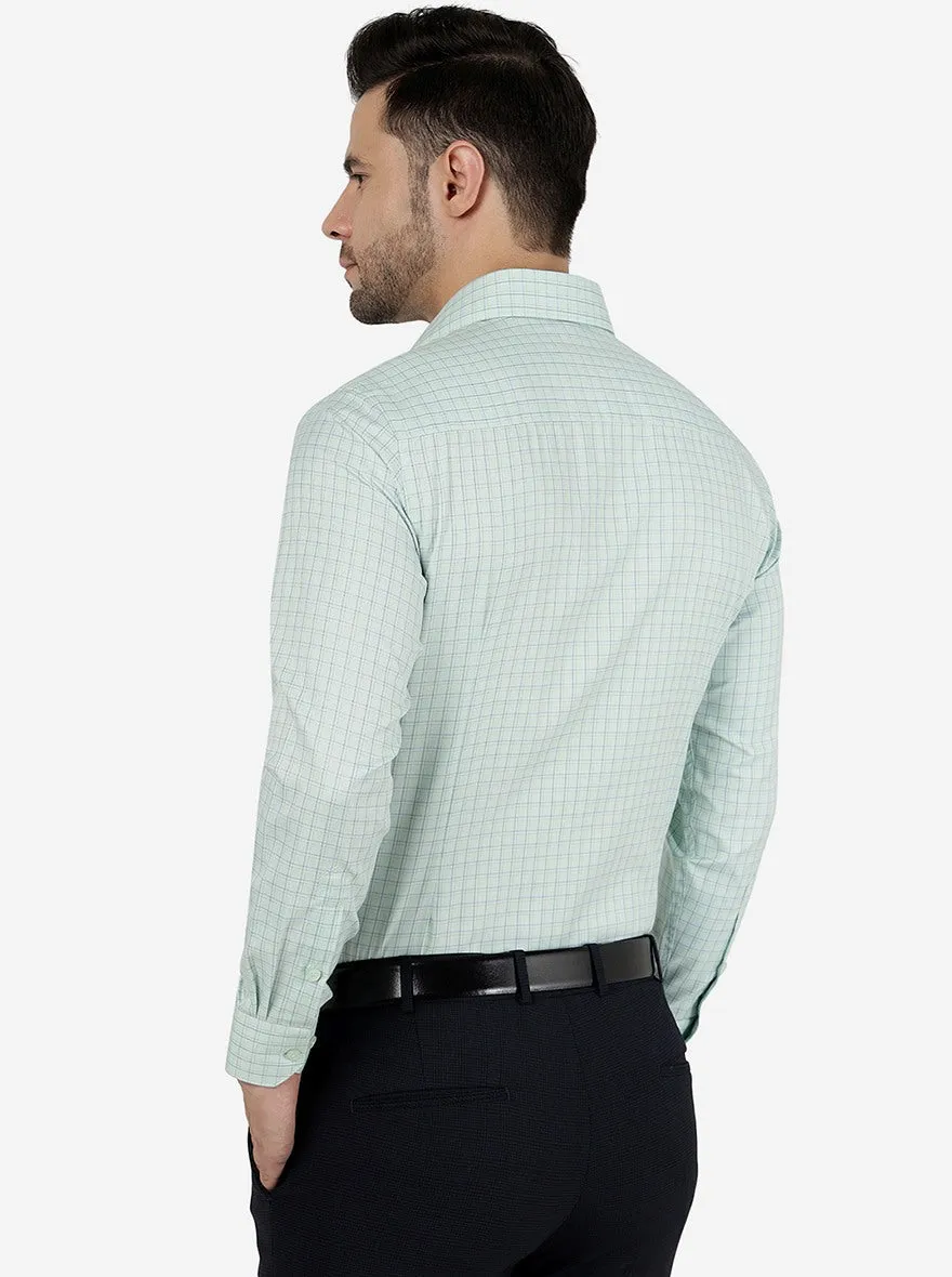 Green Checked Regular Fit Formal Shirt | Greenfibre
