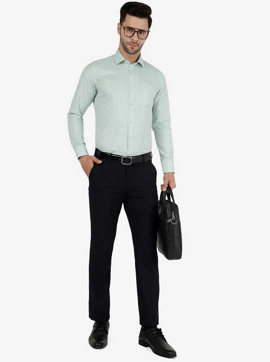 Green Checked Regular Fit Formal Shirt | Greenfibre