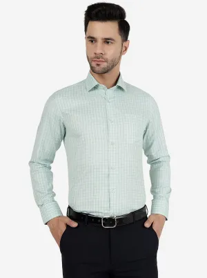 Green Checked Regular Fit Formal Shirt | Greenfibre